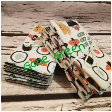 Set of 10 Cloth Wipes, Cloth Napkins, Facial Wipes, Dryer Sheets,